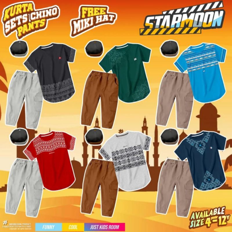 Kurta Etnic Sets Chino Pants Free Miki Hat by STARMOON