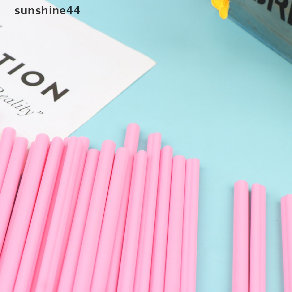 Sunshine 25Pcs Sedotan Plastik Bentuk Hati Warna Pink