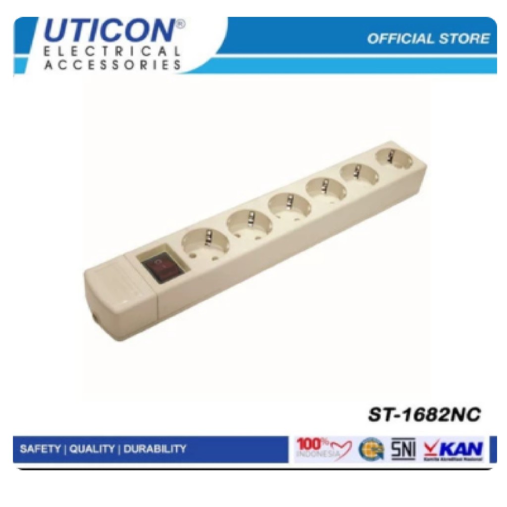 UTICON STOP KONTAK 6 LUBANG + SAKLAR LAMPU ST-1682NC