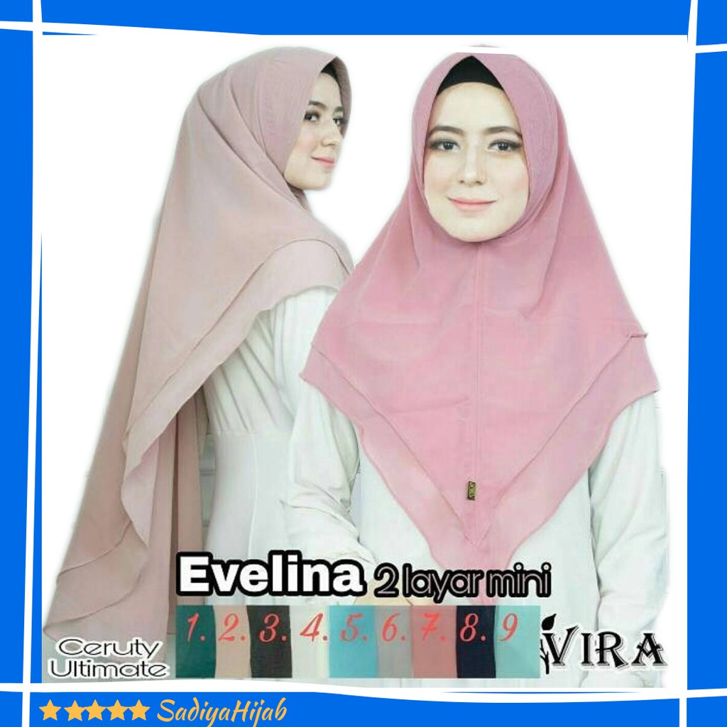  Jilbab  Instan Evelina 2 Layer Pinguin Hijab Syari Pet 