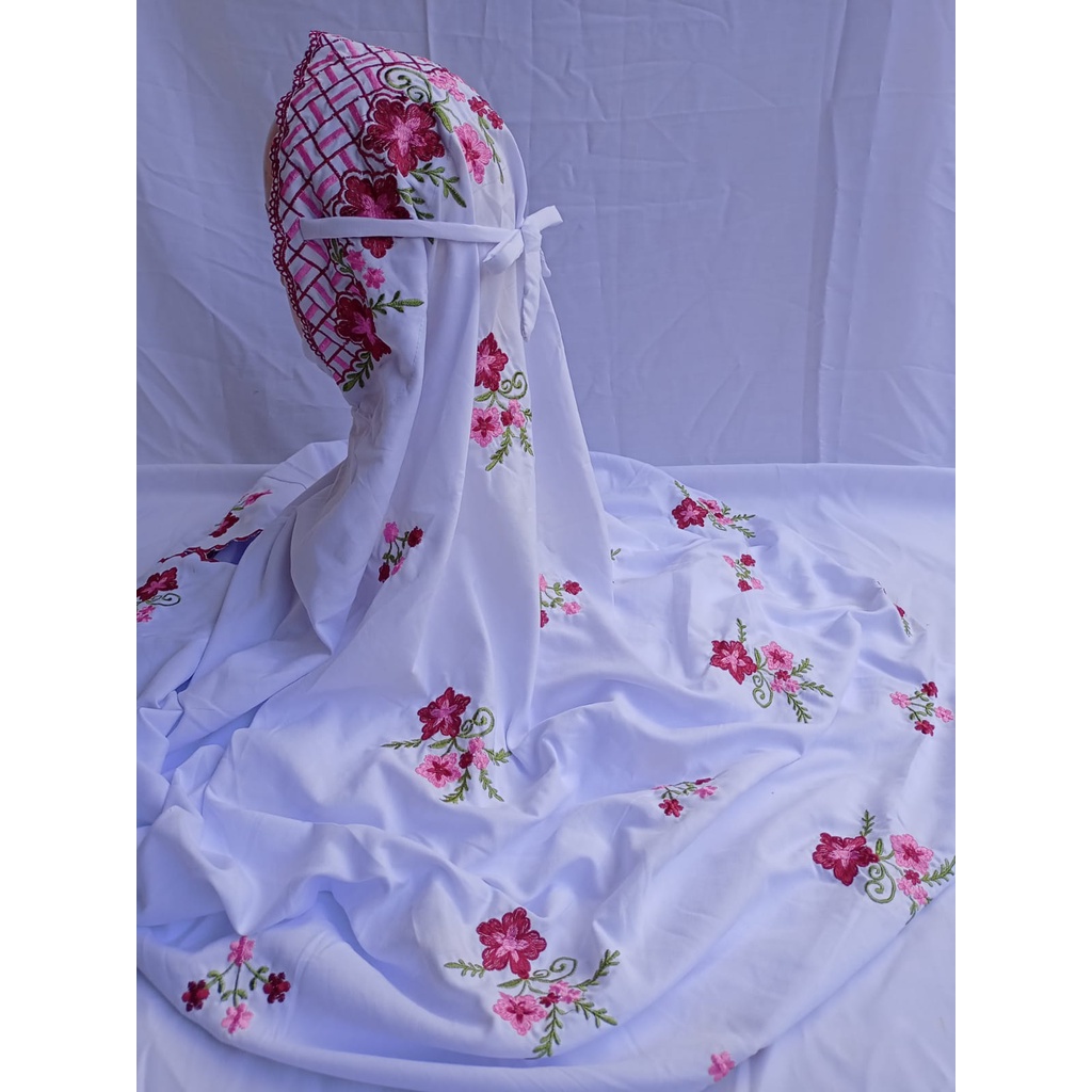 Mukena Mukenah Rukuh Rukoh Santri Lajuran Terusan Langsungan Terusan Katun Jepang Mutiara Santriwati