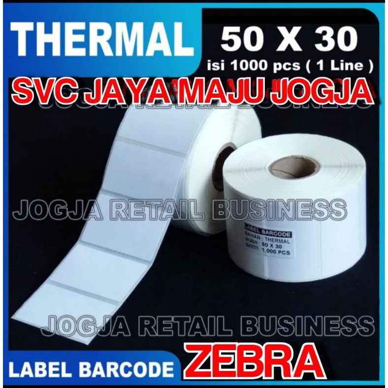 

[ ZEBRA ] 50 X 30 THERMAL - 1 LINE - FACE OUT - ISI 1.000 PCS || CORE 1" || LABEL BARCODE TANPA RIBBON - APOTEK LABORATORIUM RESEP OBAT || 50X30 - GC420T GK420T GK888T GT820 ZD220 ZD230 ZD420 ZD 420 ZD421 ZD 421 ZD 888CR ZD 888T - 1000 PCS