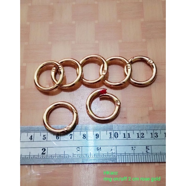 ring hias on/off 2 cm gold/ring buka tutup/ring O/ring tas/aksesoris/hiasan/tali kur/HKacc