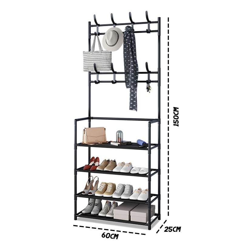 Rak Sepatu Susun Stand Hanger Rak Gantung Tas Portable Stainless Rak Serbaguna Multifungsi