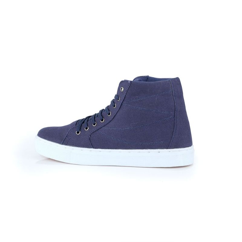 New Sepatu Pria Exclusive Sepatu Boots Navy Terbaru Original Casual Semi Bot Distro Bahan Kanvas Sol Dijahit