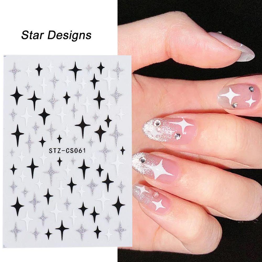 MXBEAUTY 3d Stiker Kuku Gadis Jantung Tahan Air Bintang Laser Nail Decals