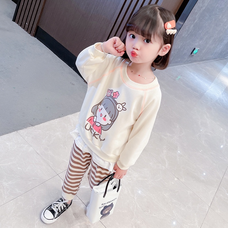 Plazababyku PASSWORD LUCKY GIRL Setelan Sweater 1 - 7 Tahun Baju Anak BerKualitas