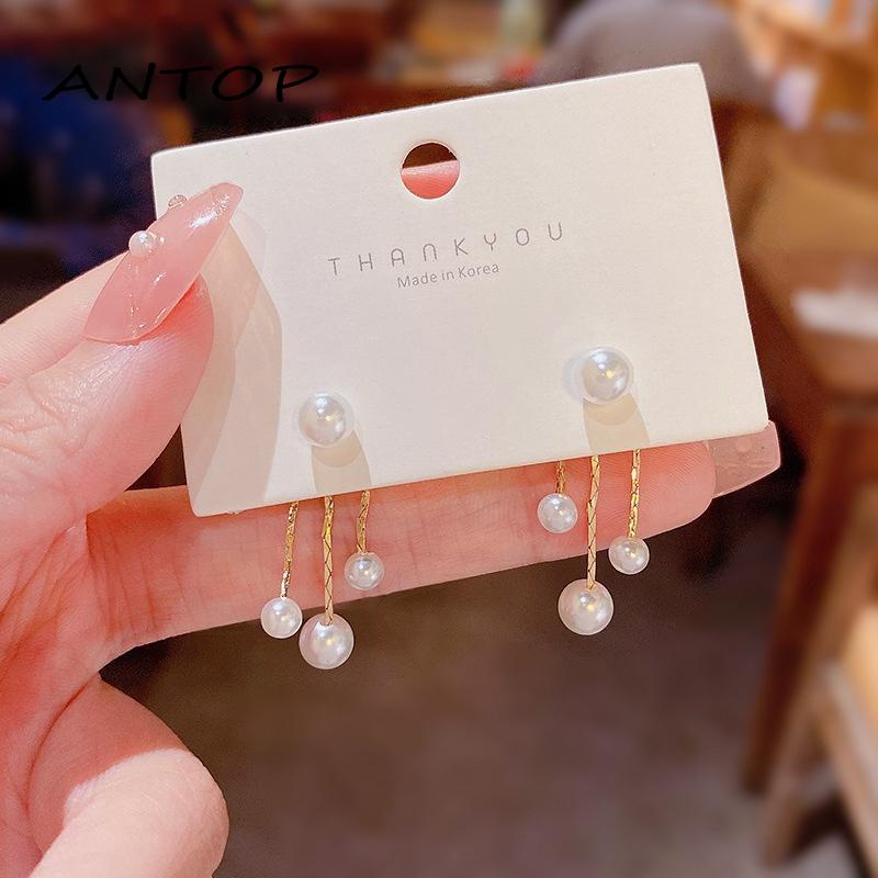 Anting Tusuk Gantung Sterling Silver 925 Hias Mutiara Untuk Wanita