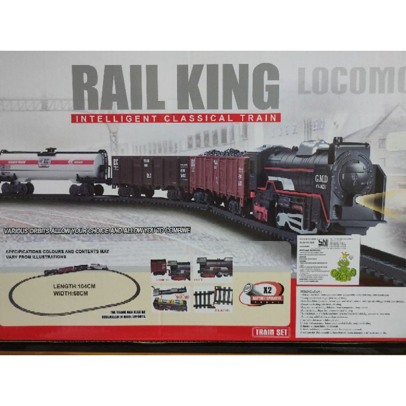 Mainan Anak Kereta Api Listrik Rail King 4 gerbong 14 rel + Lampu