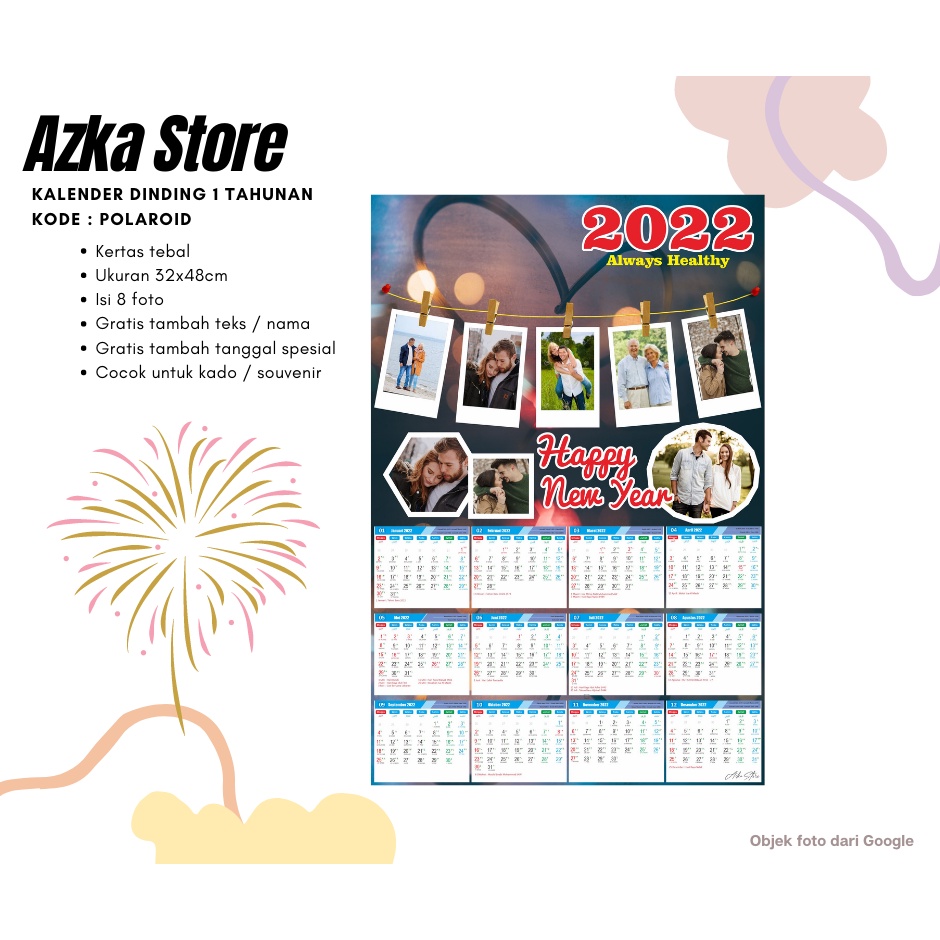 

Kalender 2022 Custom | 1 Tahunan | MUAT BANYAK FOTO