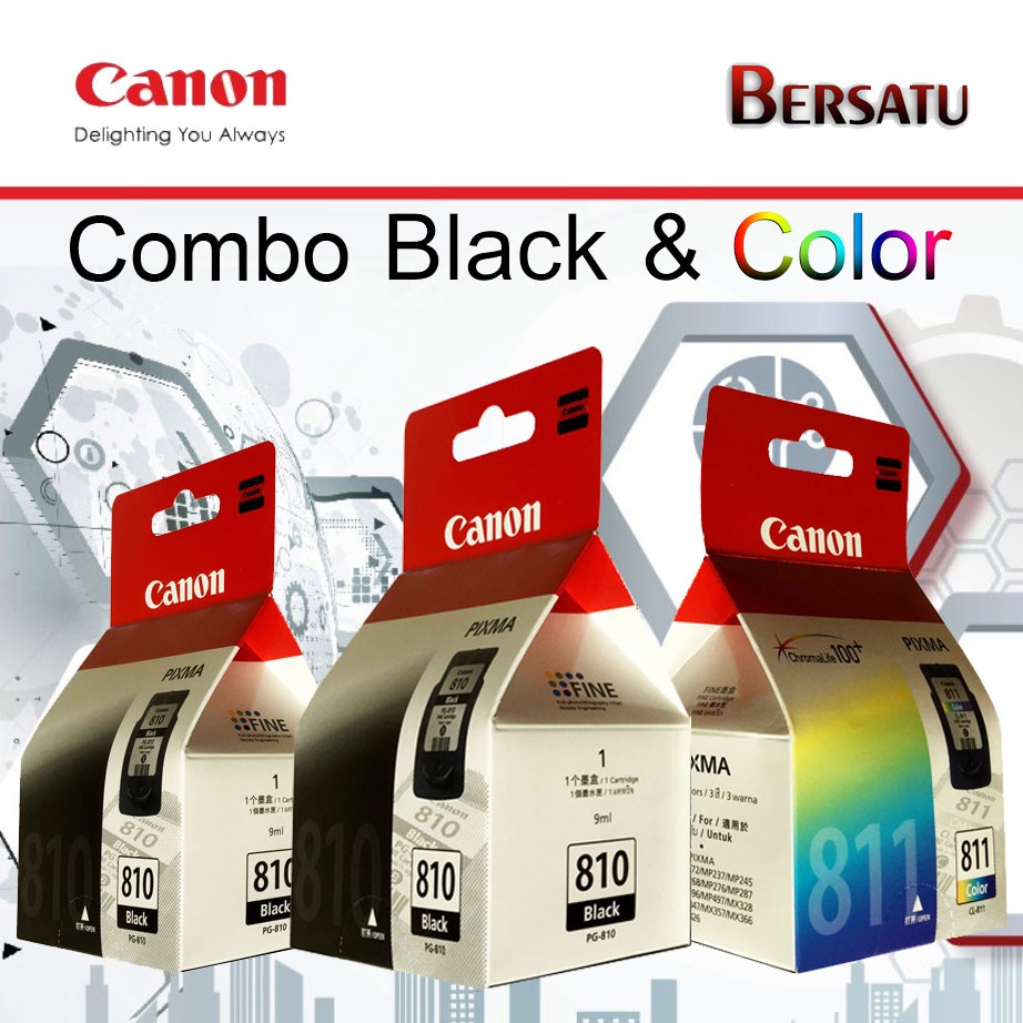 Cartridge Canon Ori ☆ PG 810 Black &amp; CL 811 Colour/Color Non Sticker Catridge Original