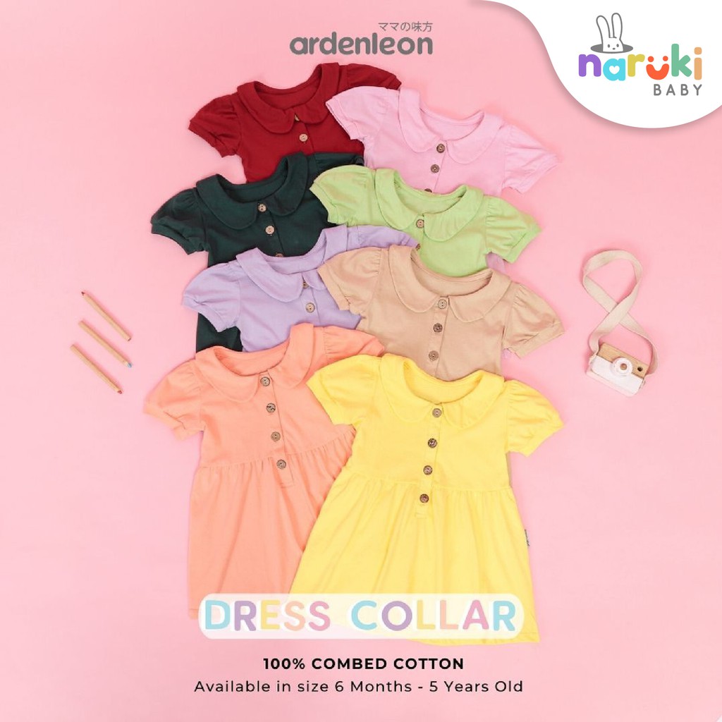 Ardenleon Dress Collar Button Arden Leon Gaun Anak Perempuan