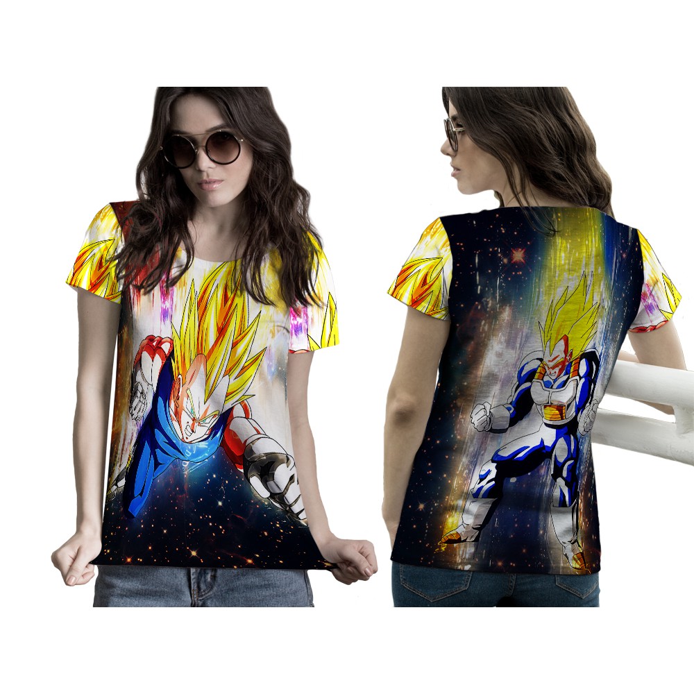 T Shirt Kaos  Lengan Pendek Wanita VEGETA DRAGONBALL 3D  