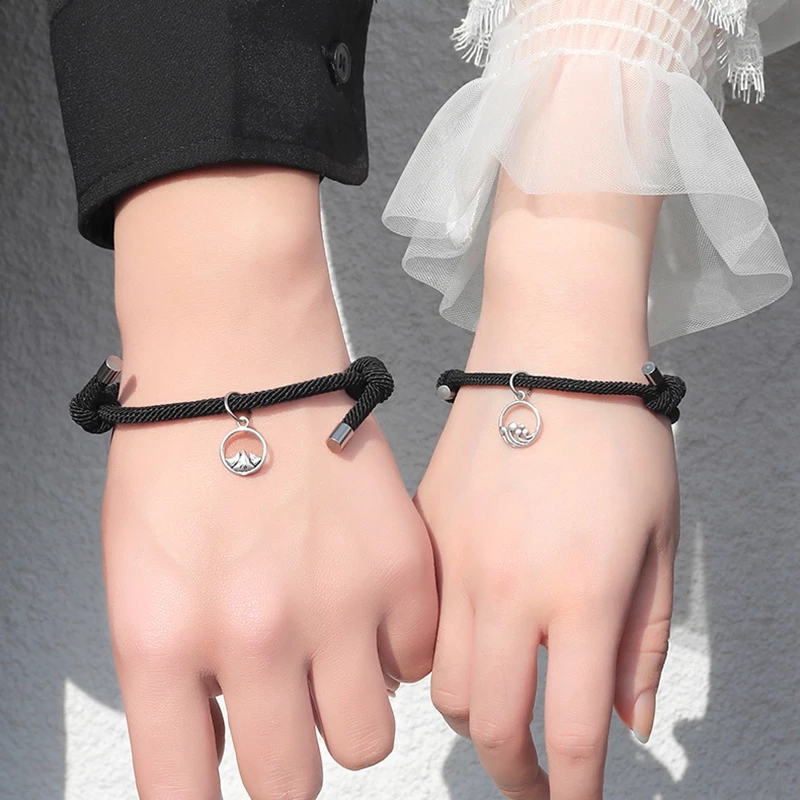 2Pcs/Pasang Gelang Kepang Magnet Gelang Tali Couple Magnet Attract Persahabatan Bracelets