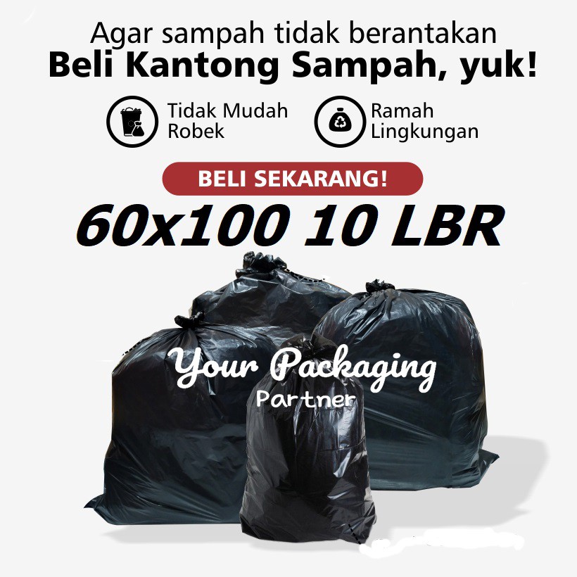 Jual Plastik Sampah 60x100cm Hitam Besar Trash Bag Hd Kantong Sampah Jumbo Tidak Berbau Tebal 2296