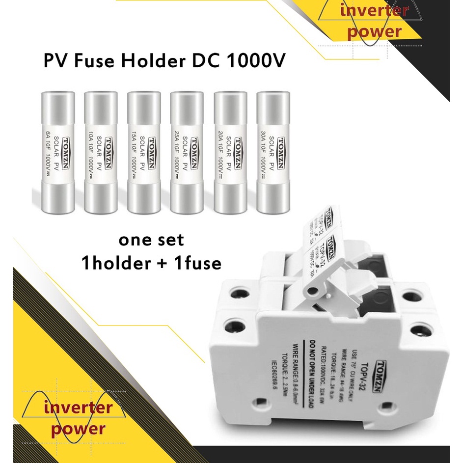 Jual DC Fuse Holder 1P 10x38mm DC 1000V TOMZN Tegangan Tinggi Dan FUSE ...