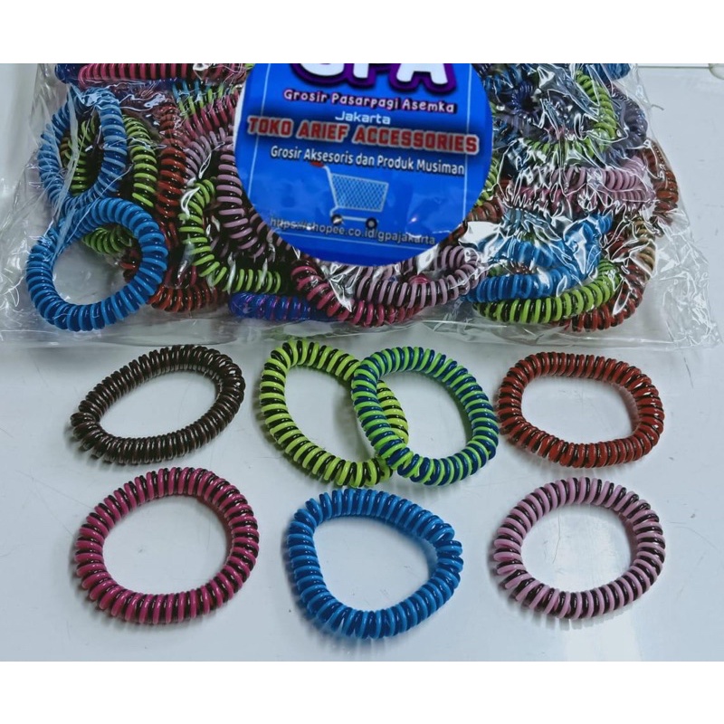 Ikat Rambut Spiral Kuncir Rambut Kabel Telepon-Salur