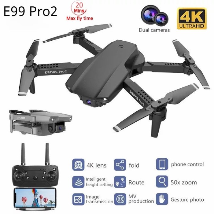 Putusitompulshops - Drone E99 Pro 2 Dual Camera FPV 4K Dual Camera