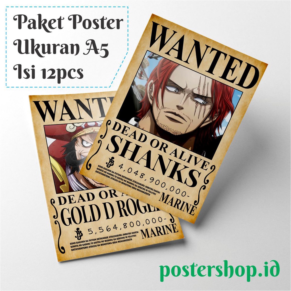 (ISI 12PCS) Poster Anime One Piece  Yonko