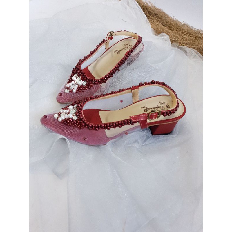 sepatu clarissa maroon cantik sspatu wanita hak tahu sepatu wedding