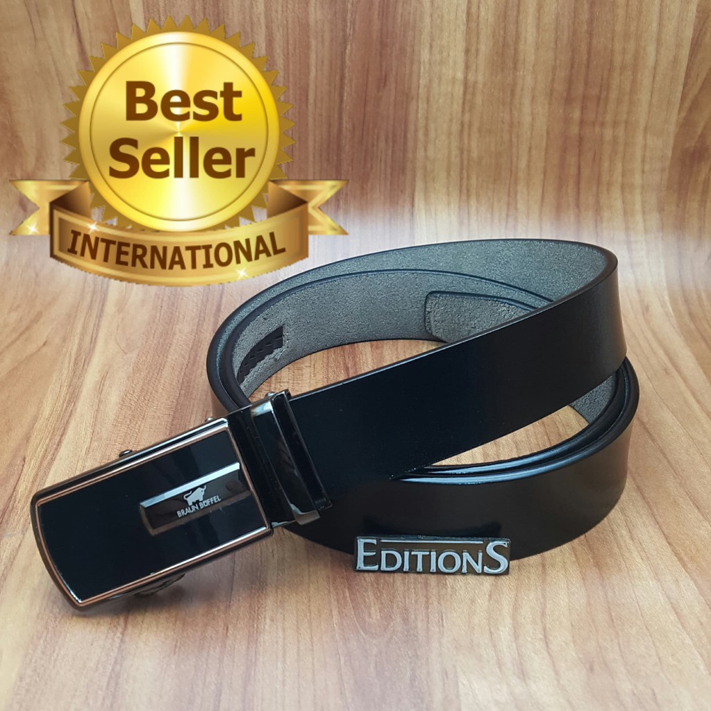 SABUK- GESPER- IKAT PINGGANG PRIA REL KULIT ED BRAUN BUFFEL LB 3 CM