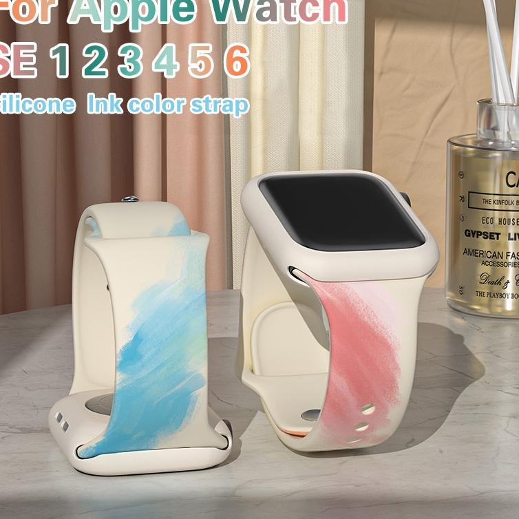 Ink Color Smart Watch ap  Apple Watch Silicone Band  for iwatchband Series 7 6 5 4 3 2 1 SE，HW22/DT1