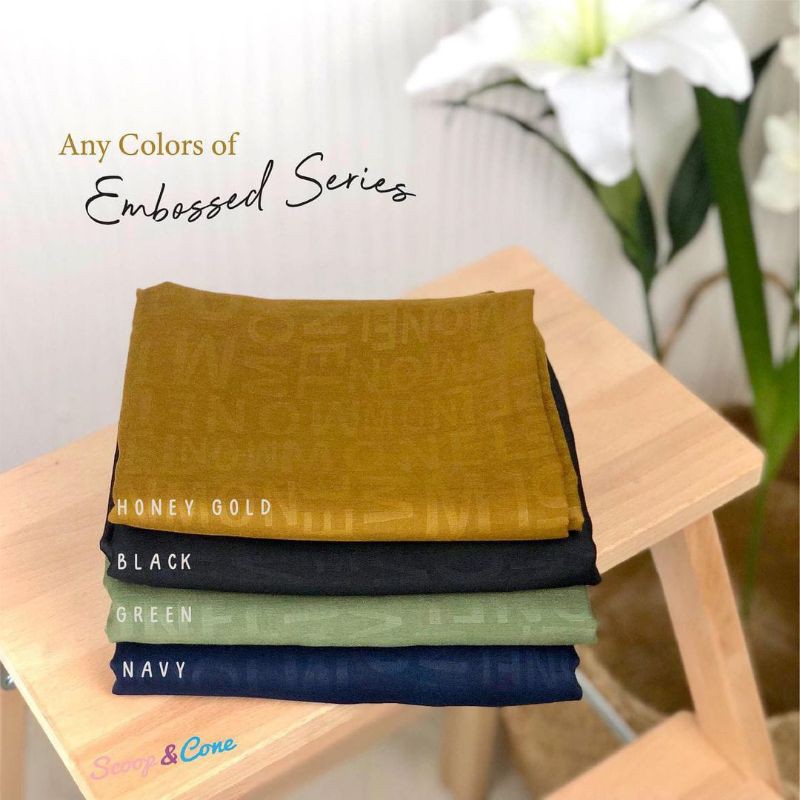 Embossed series scoop and cone by monel hijab segi emoat polos warna netral