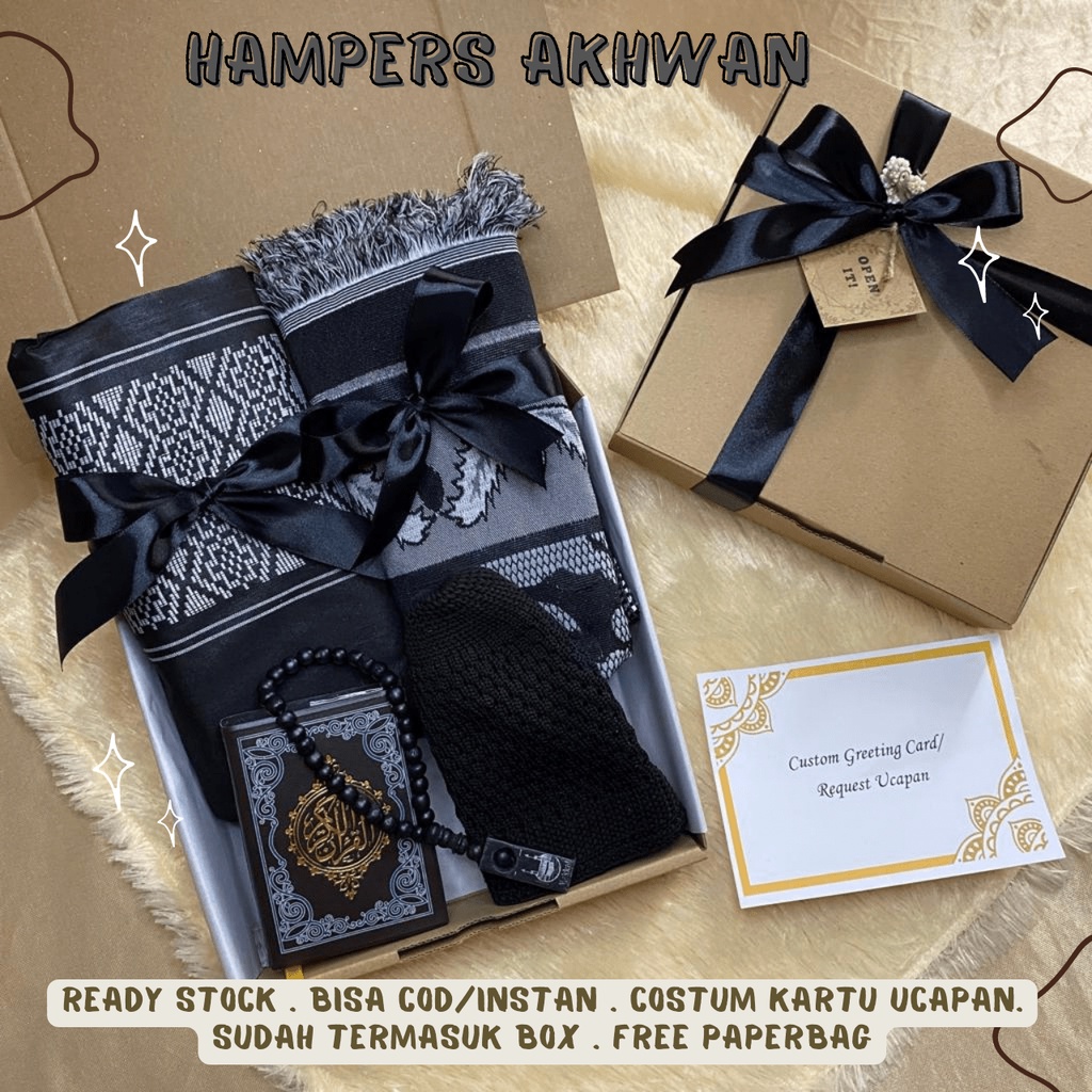 Najafaras - Hampers Akhwan Set Peci Tasbih Sajadah Sarung Kado Cowok Muslim Sholat Jumatan Ramadhan