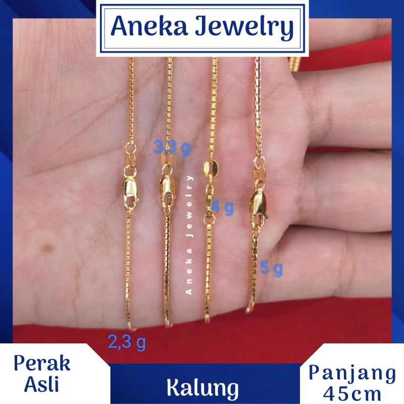 Kalung Italy Santa Variasi, Perak 925, Lapis Emas Kuning