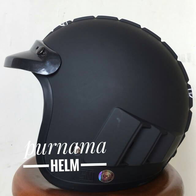 Helm retro bogo robot warna hitam dof