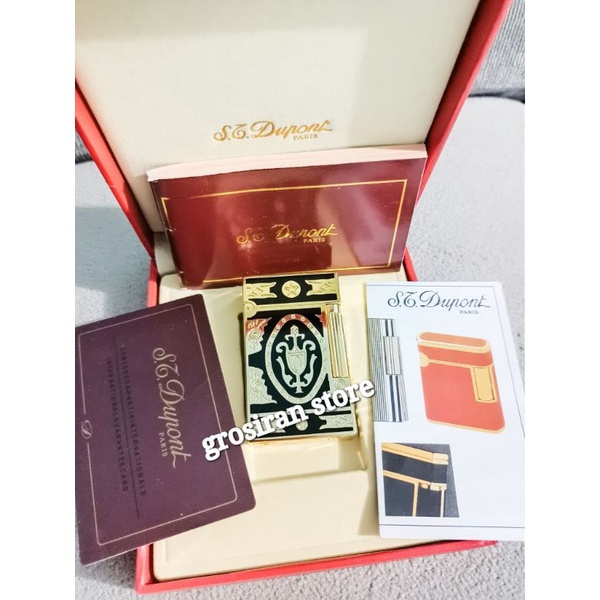 korek St Dupont Paris original marmer gold kartu sertifikat kado box motif