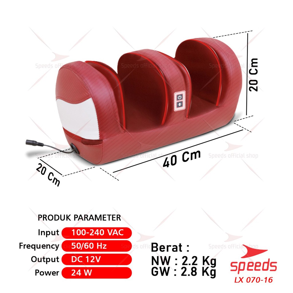SPEEDS Alat Pijat Kaki Elektrik Bantal Pijat Kaki Alat Kesehatan Portable Foot Massager 070-16-6