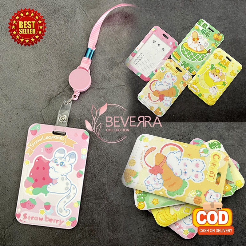 Jual Name Tag Id Card Lanyard Holder Bahan Pvc Tebal Aksen Kelinci