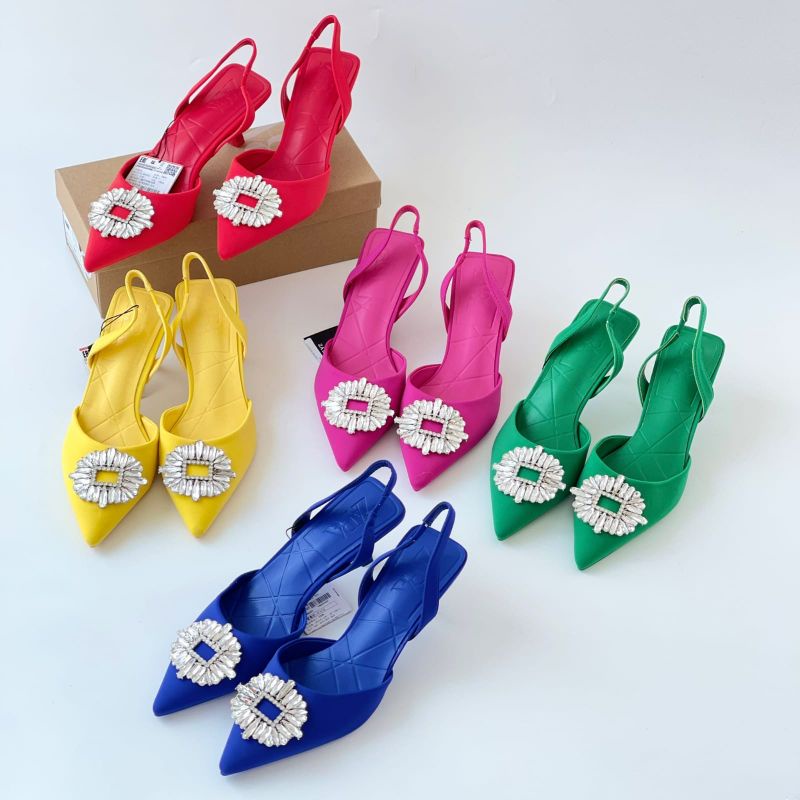 PROMO SALE  Sepatu Sandal Shoes Zara Heels 6 cm hitam pink biru merah hijau kuning black