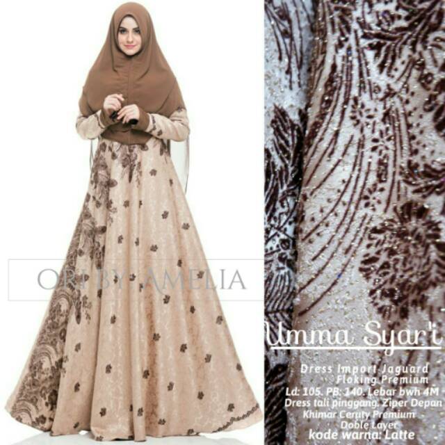 Gamis Khimar Umma Syari Ori Amelia Import Jaguard Floking Premium Busui Khimar Ceruty 2layer Murah