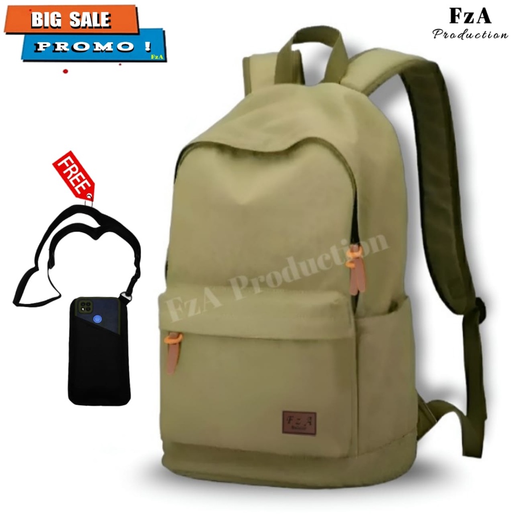 Tas Ransel Punggung Distro Casual Pria Wanita / Tas Ransel Laptop Original - FzA Gratis  Sako Wallet HP