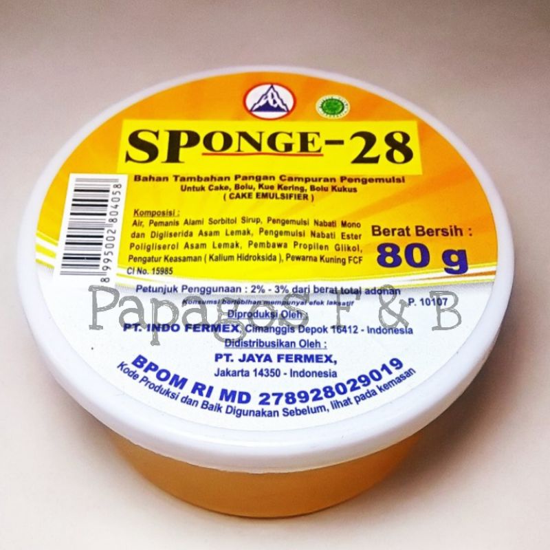 

Sp Sponge 28 Cake Emulsifier Pengembang Kue 80 gr / gram