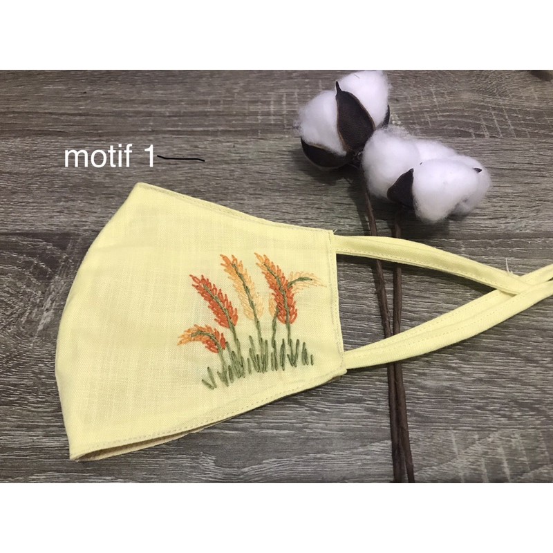 Masker Sulam Benang Warna Kuning