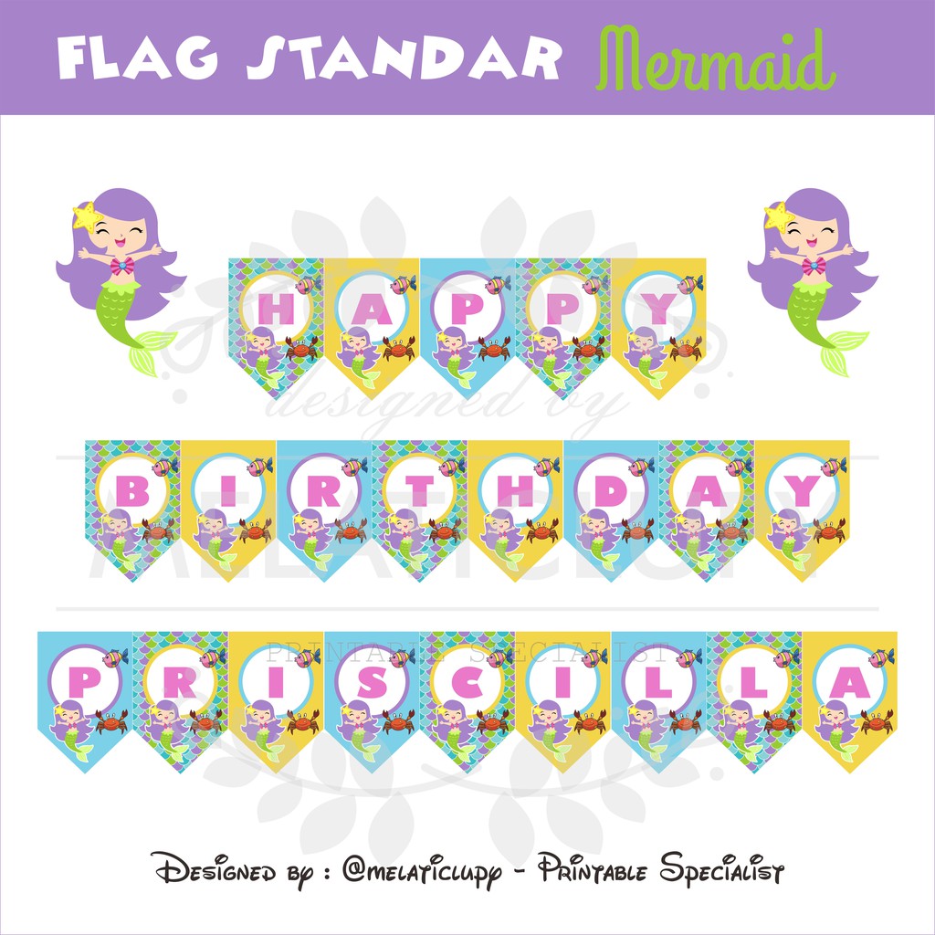 Bendera Ultah Mermaid