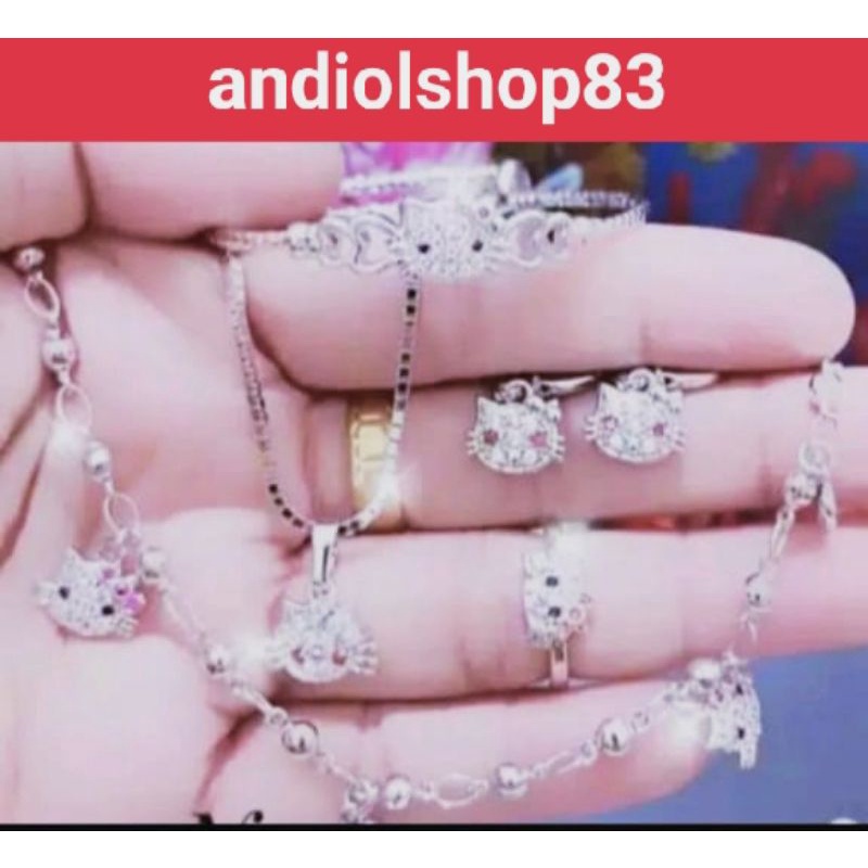 Perhiasan anak-anak titanium set lengkap motif HK silver dan motif Chenel gold pilihan model dan uku