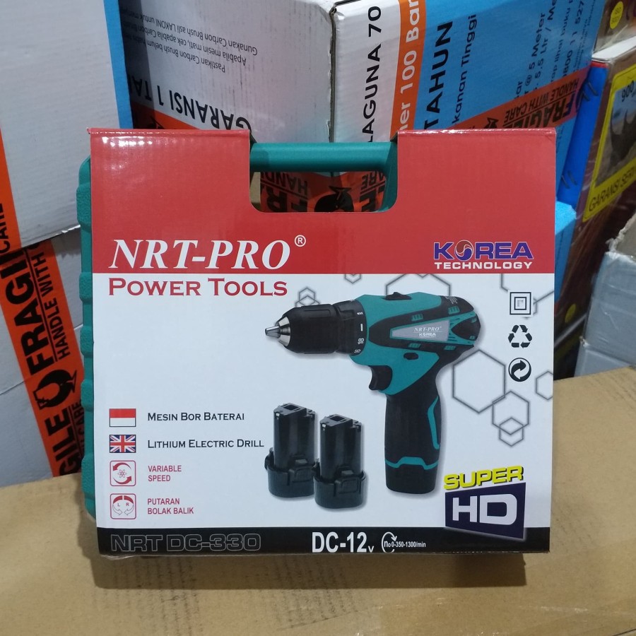 Mesin Bor Cordless Drill NRT-PRO DC330 Batre Baterai Tangan Tanpa Kabel 12 V