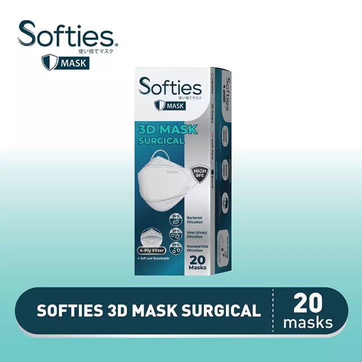 1 Box Isi 20 Pcs Masker Softies 3D Surgical Mask Model KF94 Evo