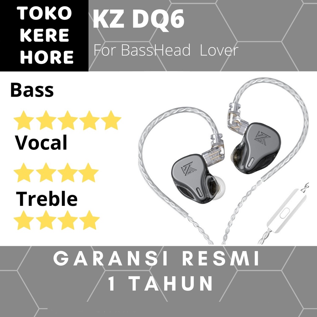 Knowledge Zenith KZ DQ6 Triple Dynmic Drivers  Earphone with Mic