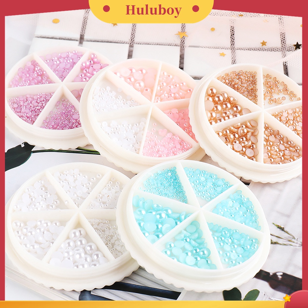 Huluboy Huluboy♡ Mutiara Imitasi Setengah Lingkaran 3D Aneka Warna Untuk Dekorasi Manicurenail Art DIY