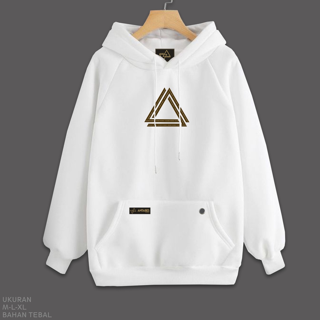 SWEATER HOODIE PRIA DISTRO ANTARAES AHTHENTIC SIZE L-XL TRIANGLE WHITE