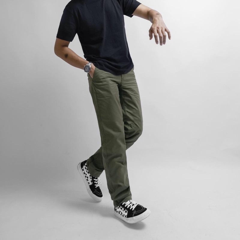 UNIQLO VINTAGE LONG CHINOS STRAIGHT (MIX)-OLIVE
