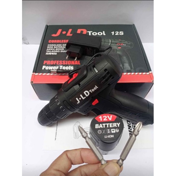 Bor cordless 12v driver besi obeng kayu batrei JLD 12v bor cordless driver JLD Terlaris