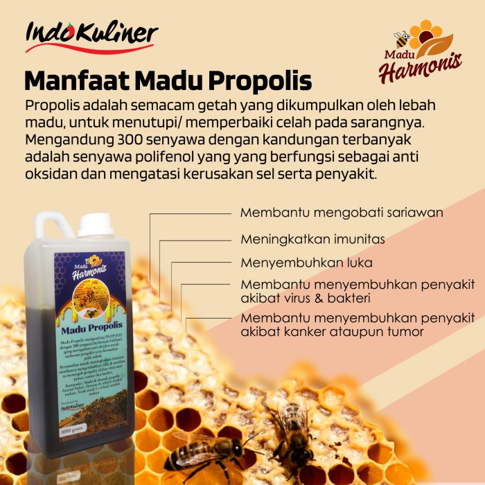 Indokuliner Harmonis Madu Propolis 1Kg 1000Gr ASLI