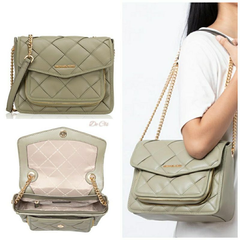 Tas MK Regina medium flap shoulder thyme sz 25x19x9cm