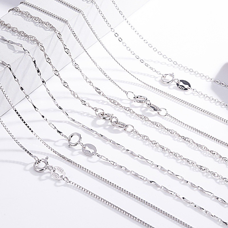 Kalung Rantai sterling silver 925 100% Panjang 1.2MM Ukuran 40-60cm Untuk Wanita